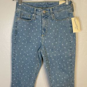NEW High Rise Skinny Polka Dot Jeans 0